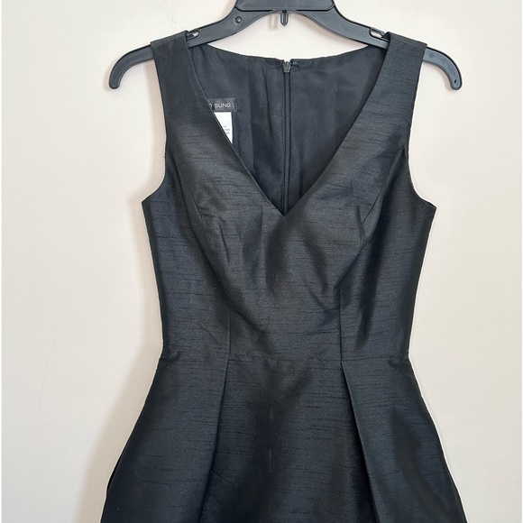 Alfred Sung Black Dupioni Cocktail Dress Size 4 Style D586 - Picture 6 of 12